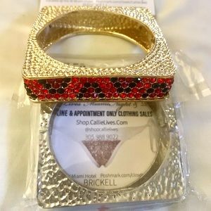 Square Rhinestone Cheetah Print Bracelet